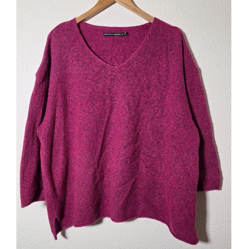 Gudrun Sjödén XL Berry Magenta Alpaca Wool Blend Sweater Scandinavian Lagenlook